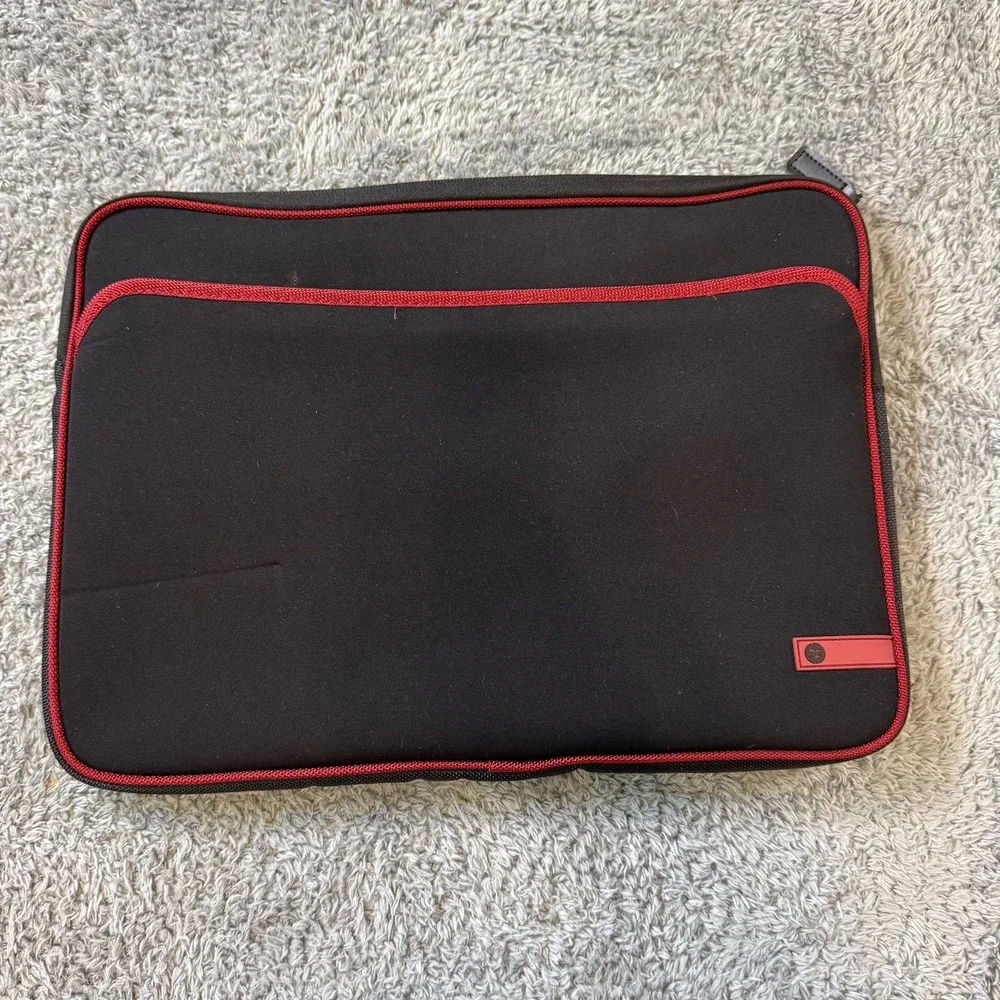 HP Laptop Sleeve Case 15 Inch Black Red Neoprene Zipper Front Pocket
